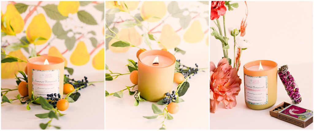 Summer candles in Spanish Lemon & Lilac by Sun & Moon Garden Botanicals