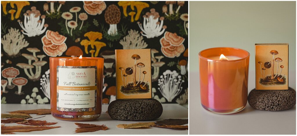 Roasted chestnut and sumac fall candles by Sun & Moon Garden Botanicals