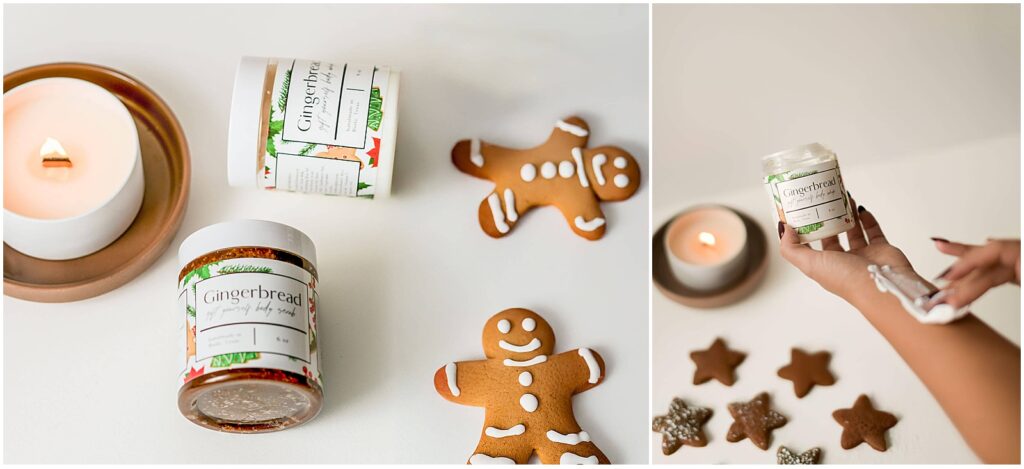 Spiced gingerbread scented lotion and sugar scrub